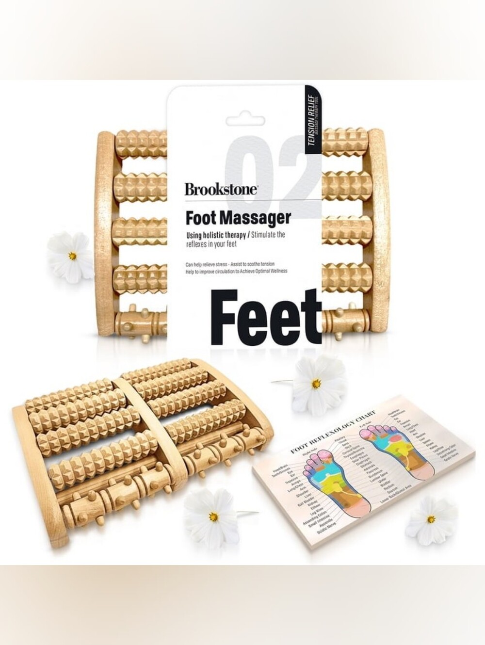 Brookstone Wooden Foot Massager - Natural Wood
